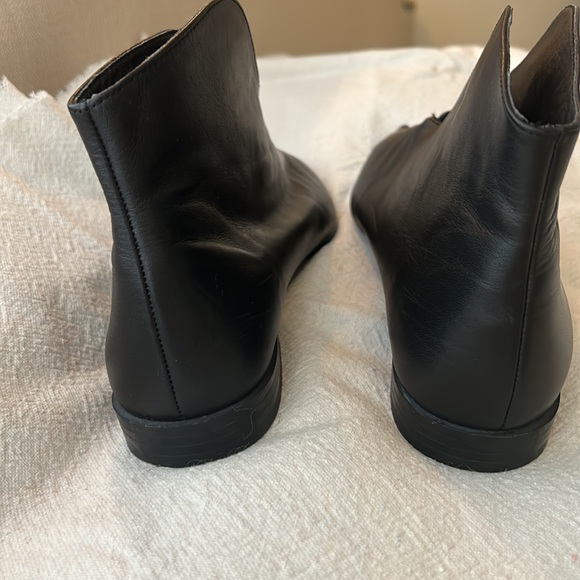 Zara Trafaluc black leather pointed toe split top ankle boots, women’s 38 - Picture 10 of 11